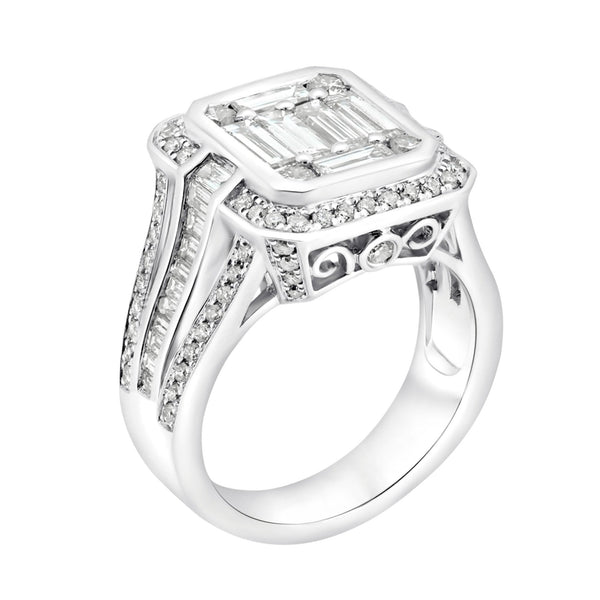 Platinum 2.36ct diamond Art Deco style cluster ring