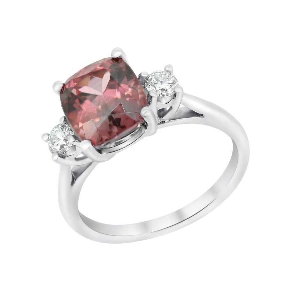 Platinum 4.03ct cinnamon tourmaline & 0.63ct diamond ring