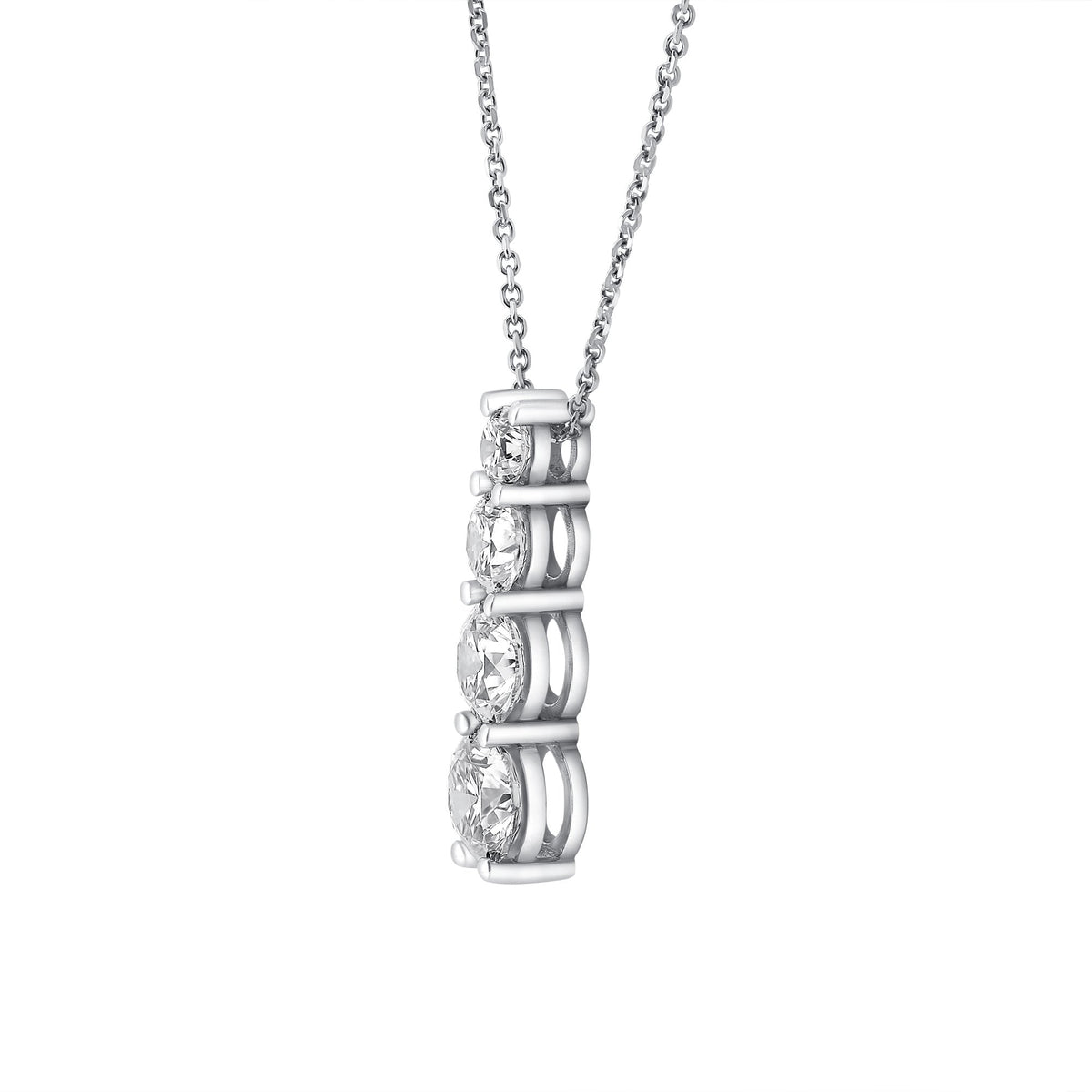 Platinum 2.65ct round brilliant cut diamond 4 stone pendant
