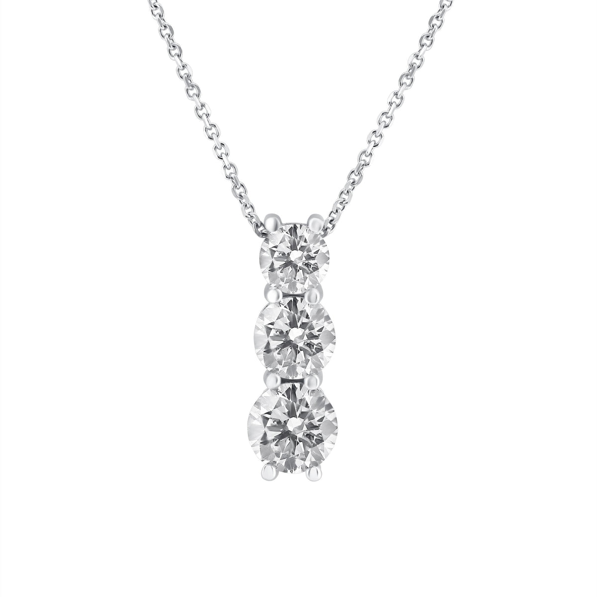 Platinum 2.35ct round brilliant cut diamond trilogy pendant