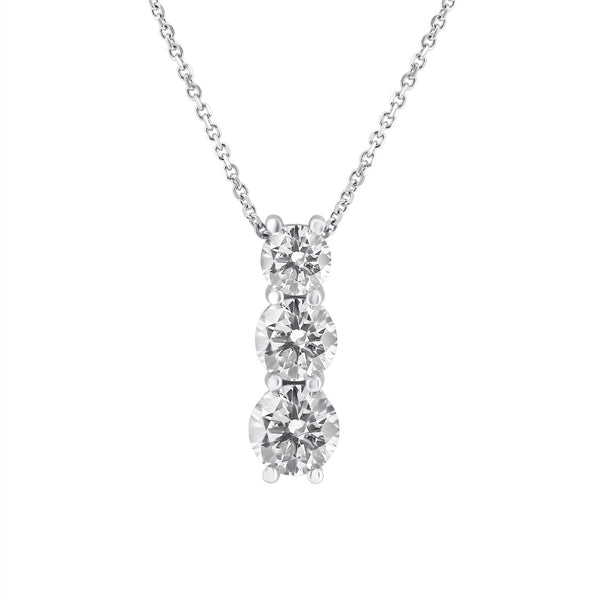 Platinum 2.35ct round brilliant cut diamond trilogy pendant