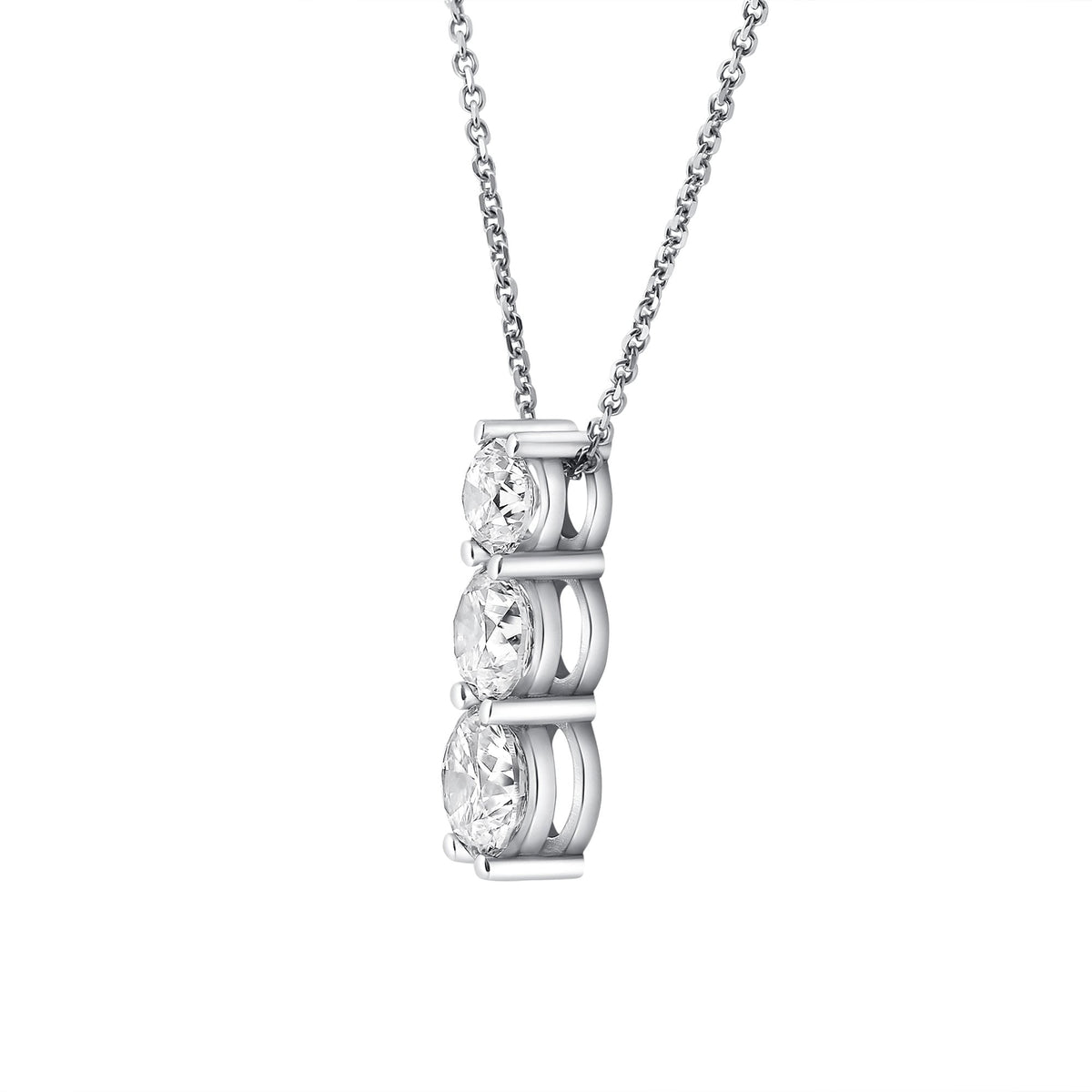 Platinum 2.35ct round brilliant cut diamond trilogy pendant