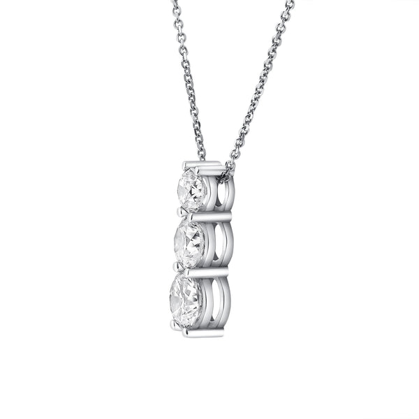 Platinum 2.35ct round brilliant cut diamond trilogy pendant