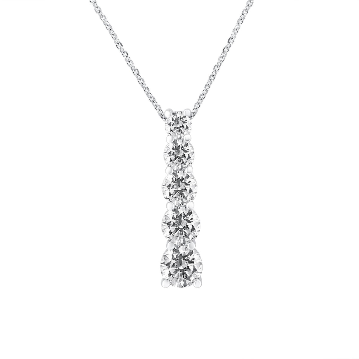 Platinum 3.09ct round brilliant cut diamond 5 stone pendant