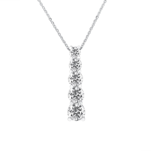 Platinum 3.09ct round brilliant cut diamond 5 stone pendant