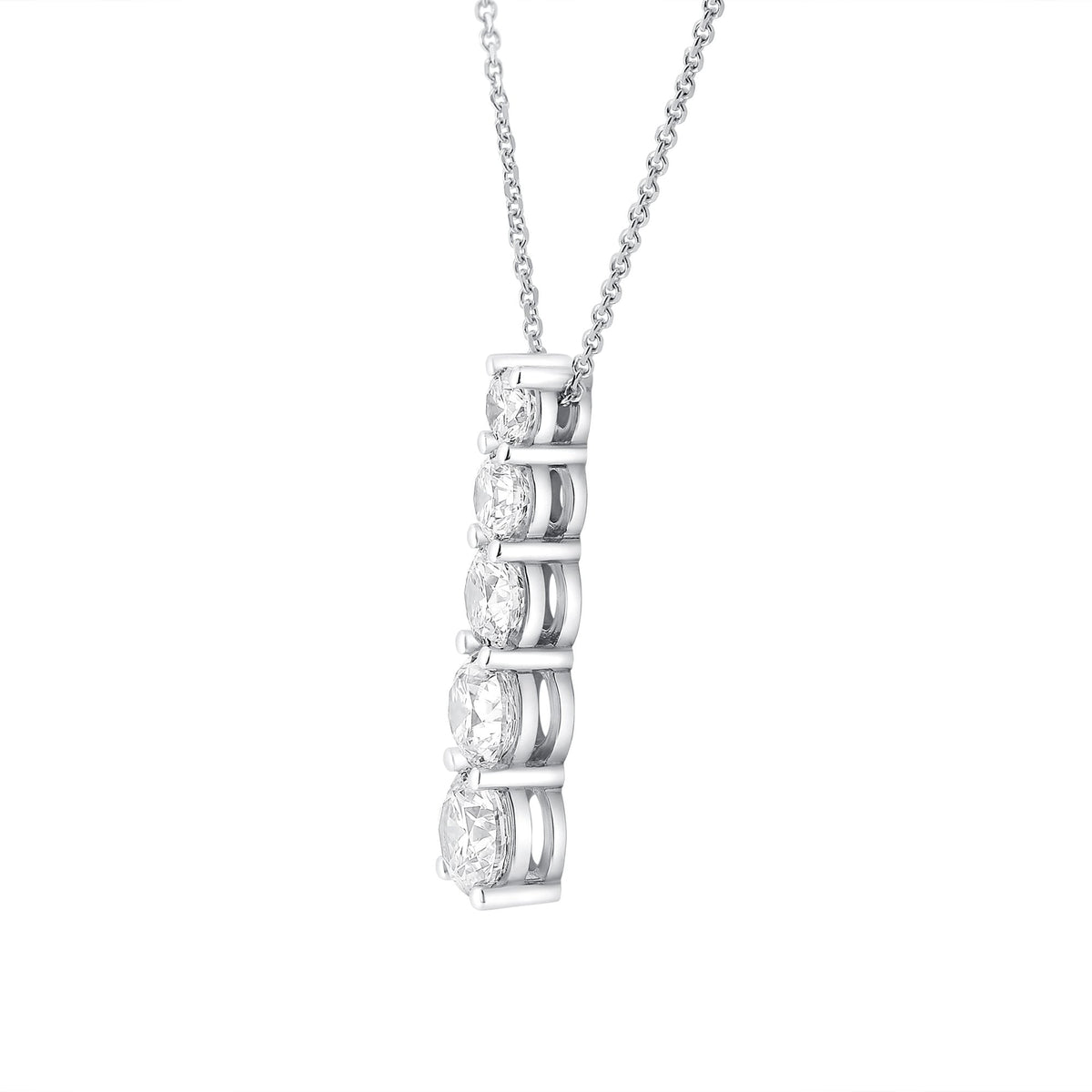 Platinum 3.09ct round brilliant cut diamond 5 stone pendant