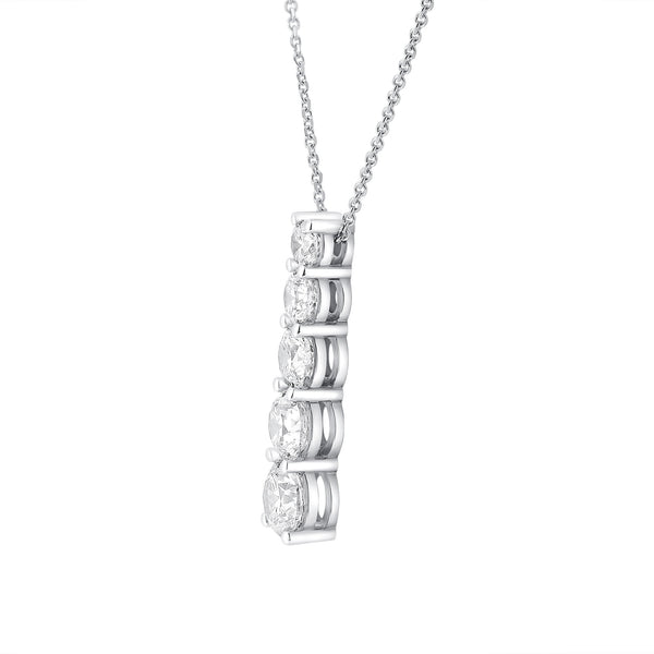 Platinum 3.09ct round brilliant cut diamond 5 stone pendant