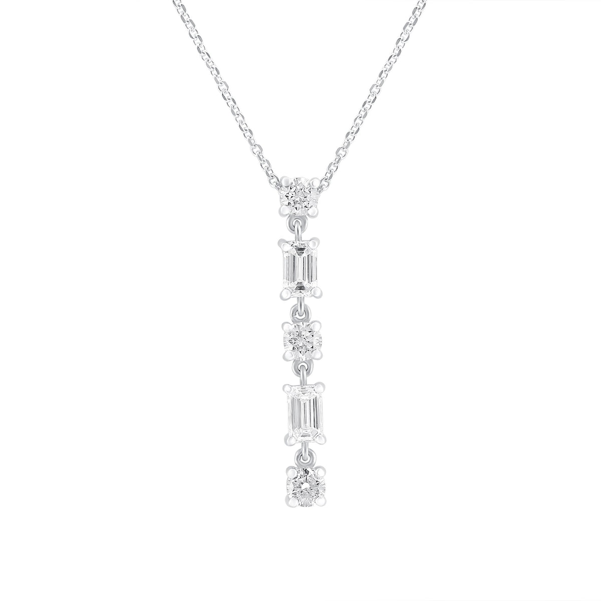 Platinum 1.15ct emerald & round brilliant cut diamond pendant