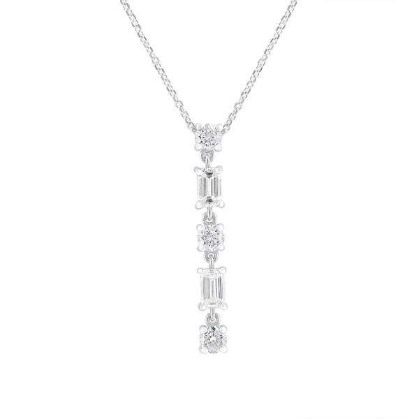 Platinum 1.15ct emerald & round brilliant cut diamond pendant