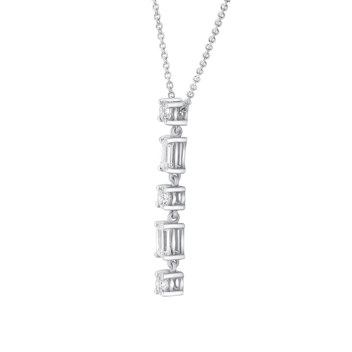 Platinum 1.15ct emerald & round brilliant cut diamond pendant
