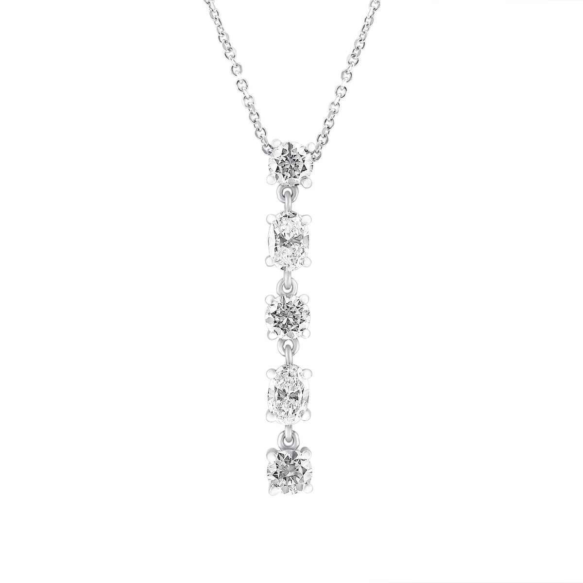 Platinum 1.46ct oval & round brilliant cut diamond pendant
