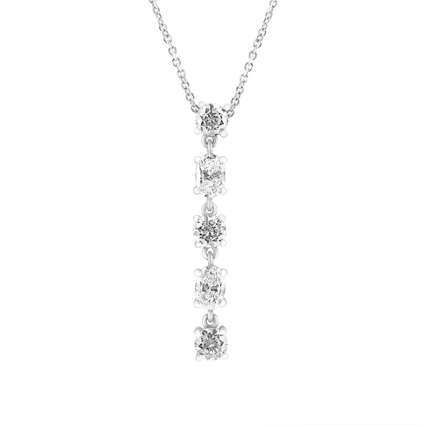 Platinum 1.46ct oval & round brilliant cut diamond pendant
