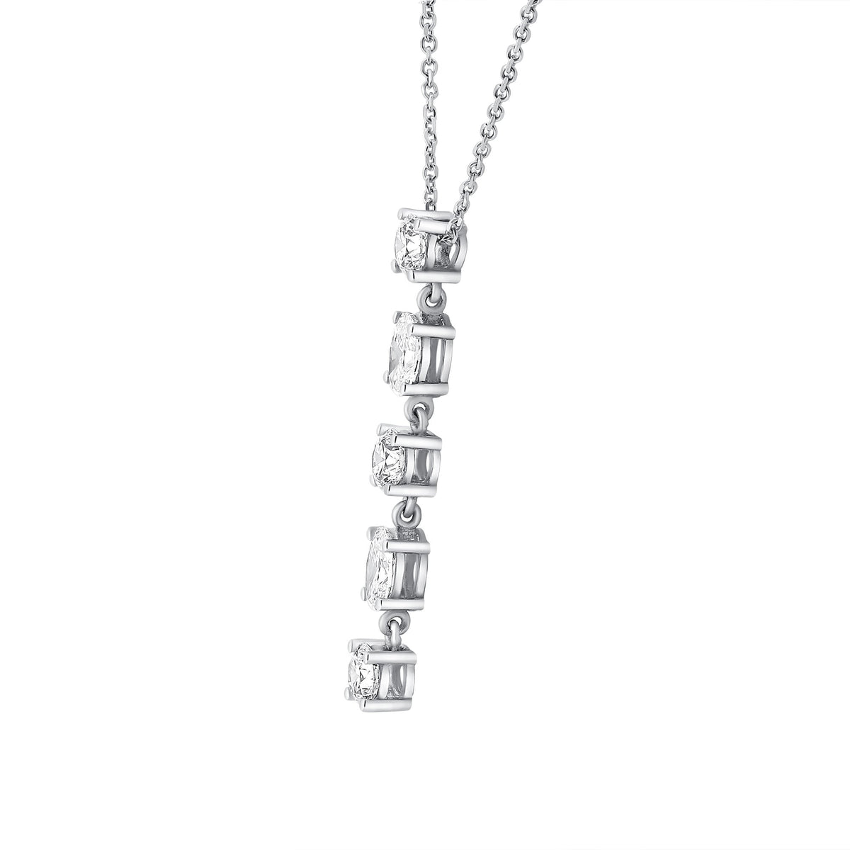 Platinum 1.46ct oval & round brilliant cut diamond pendant