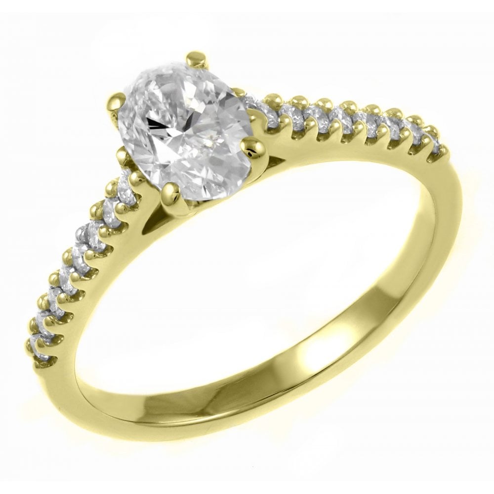 18ct yellow gold 0.80ct D VS2 GIA oval diamond ring