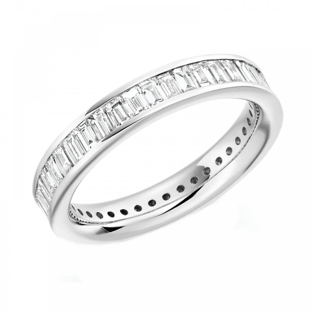 Platinum 2.00ct baguette cut diamond full eternity ring
