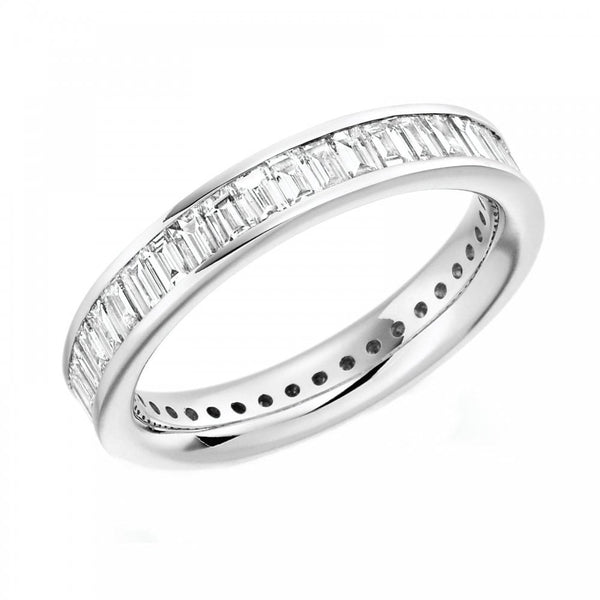 Platinum 2.00ct baguette cut diamond full eternity ring
