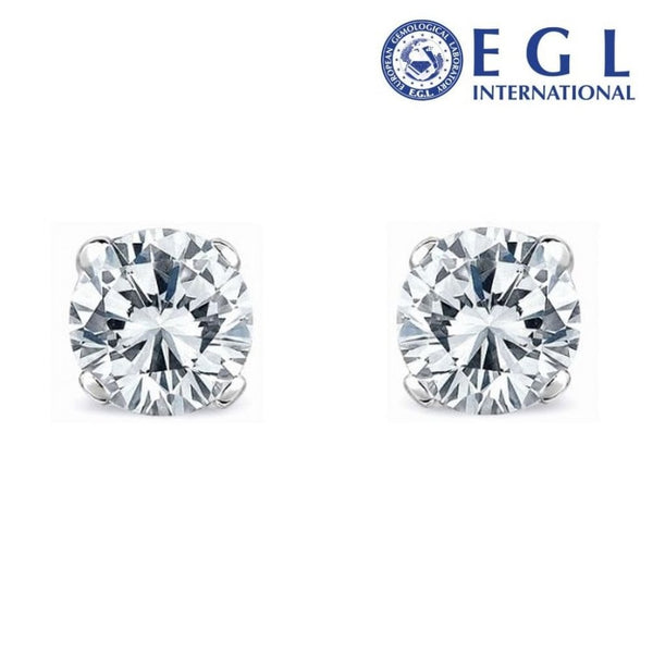 Platinum 2.60ct E SI1 EGL round brilliant diamond stud earrings