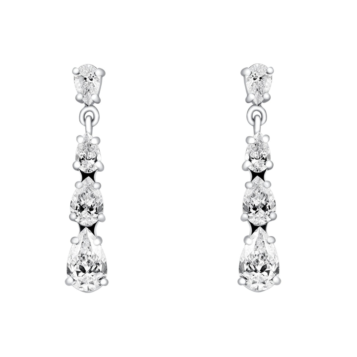 Platinum 2.43ct pear cut diamond drop earrings