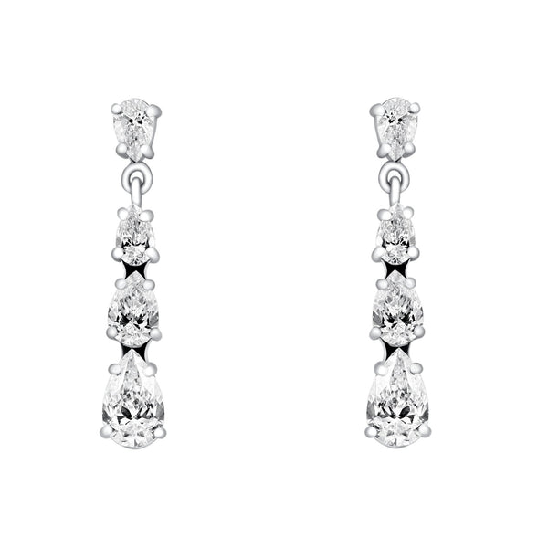 Platinum 2.43ct pear cut diamond drop earrings
