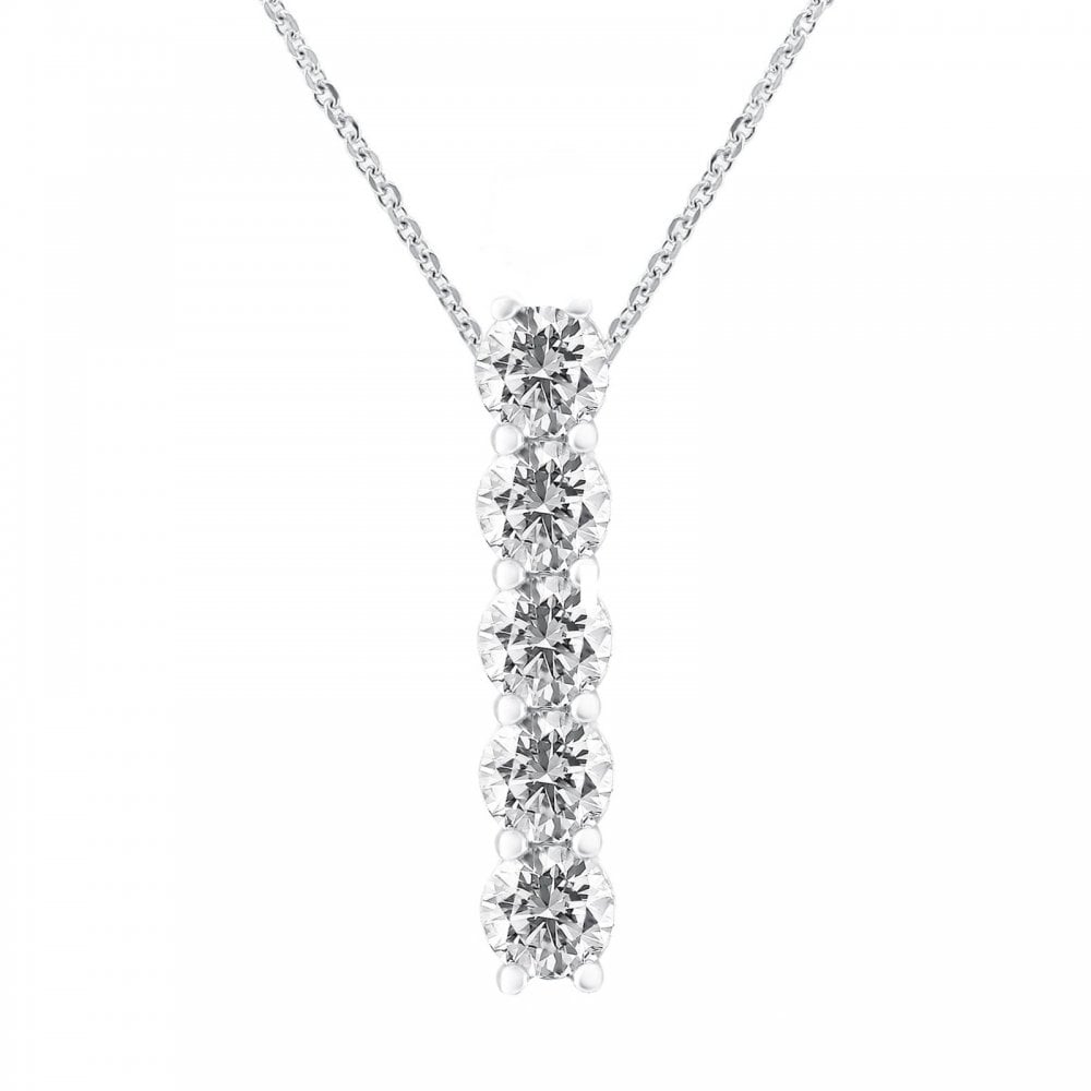 Platinum 2.55ct round brilliant cut diamond 5 stone pendant