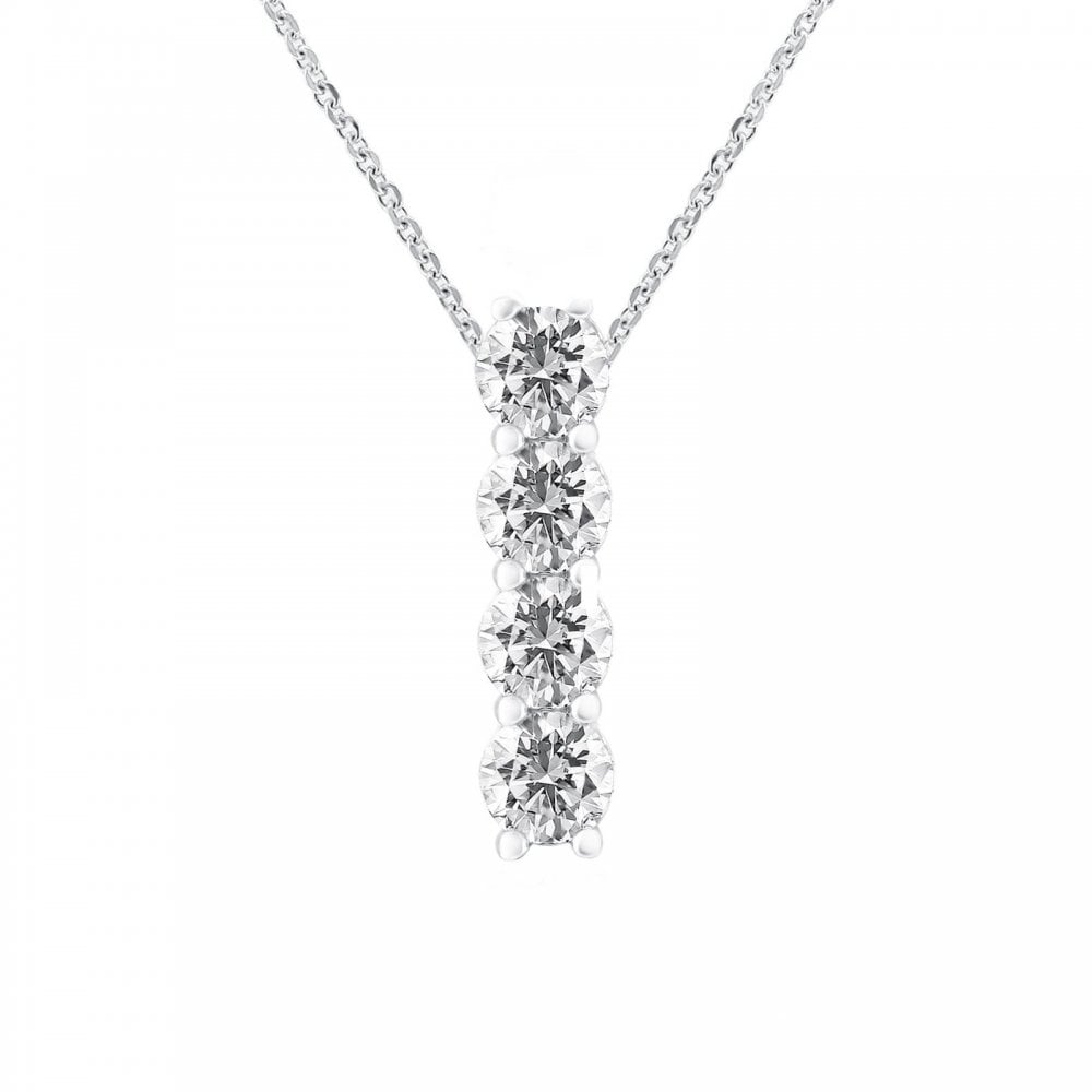 Platinum 2.02ct round brilliant cut diamond 4 stone pendant