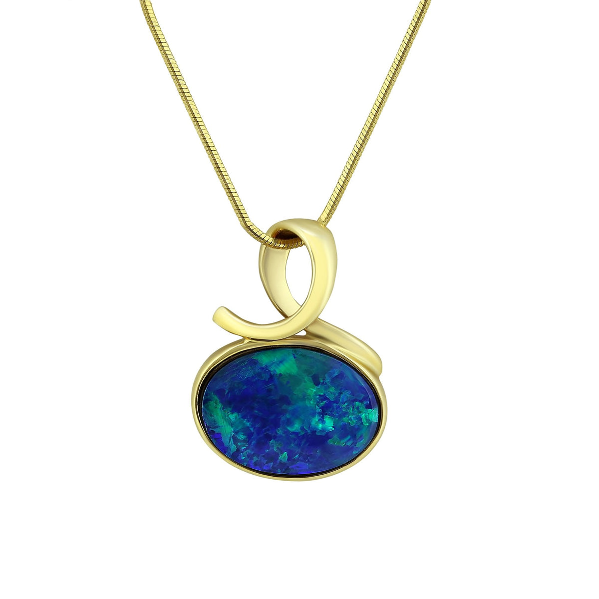 14ct yellow gold 3.63ct opal doublet pendant