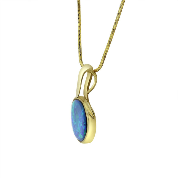 14ct yellow gold 3.63ct opal doublet pendant