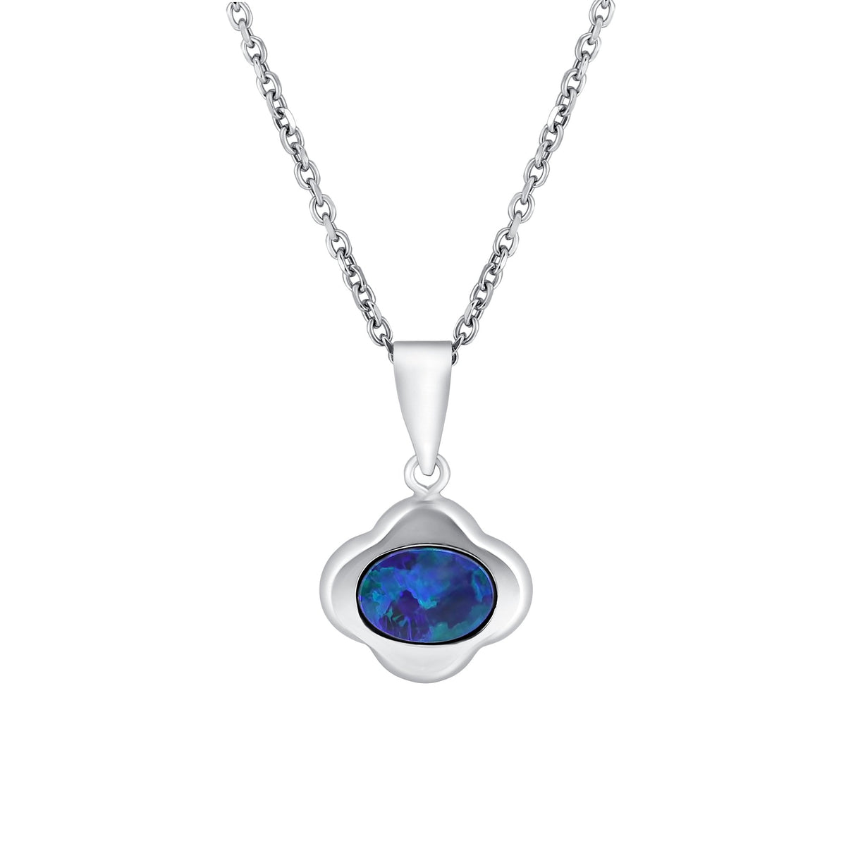 14ct white gold 0.59ct opal doublet pendant