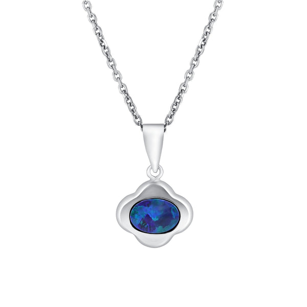 14ct white gold 0.59ct opal doublet pendant