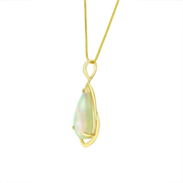 14ct yellow gold 8.75ct natural opal & 0.02ct diamond pendant