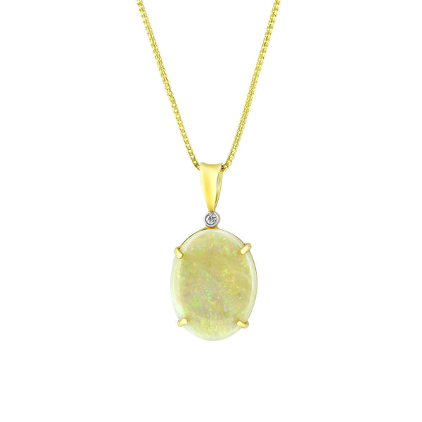 14ct yellow gold 5.70ct natural opal & 0.02ct diamond pendant