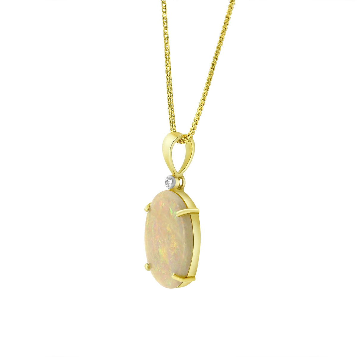 14ct yellow gold 5.70ct natural opal & 0.02ct diamond pendant