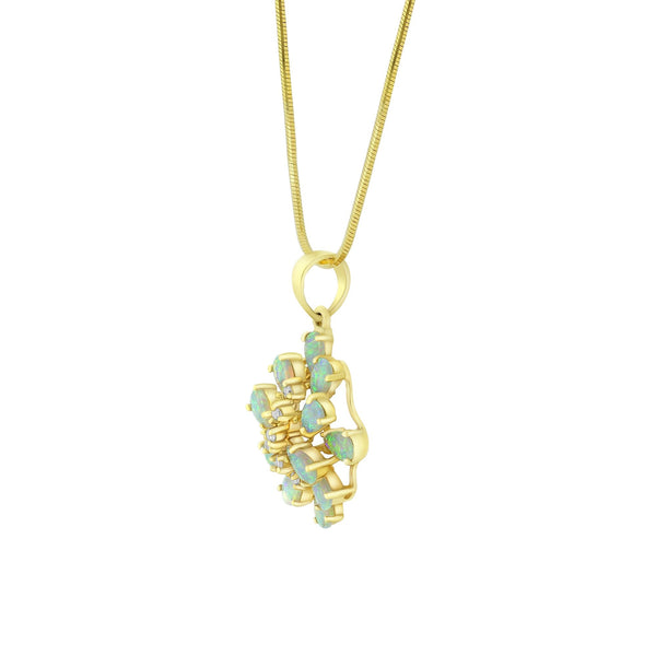 18ct yellow gold 1.52ct natural opal & 0.06ct diamond pendant