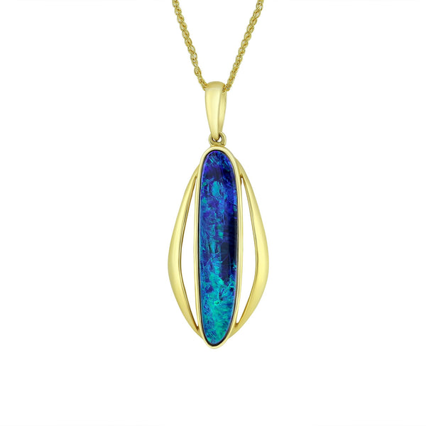 14ct yellow gold 5.00ct opal doublet pendant