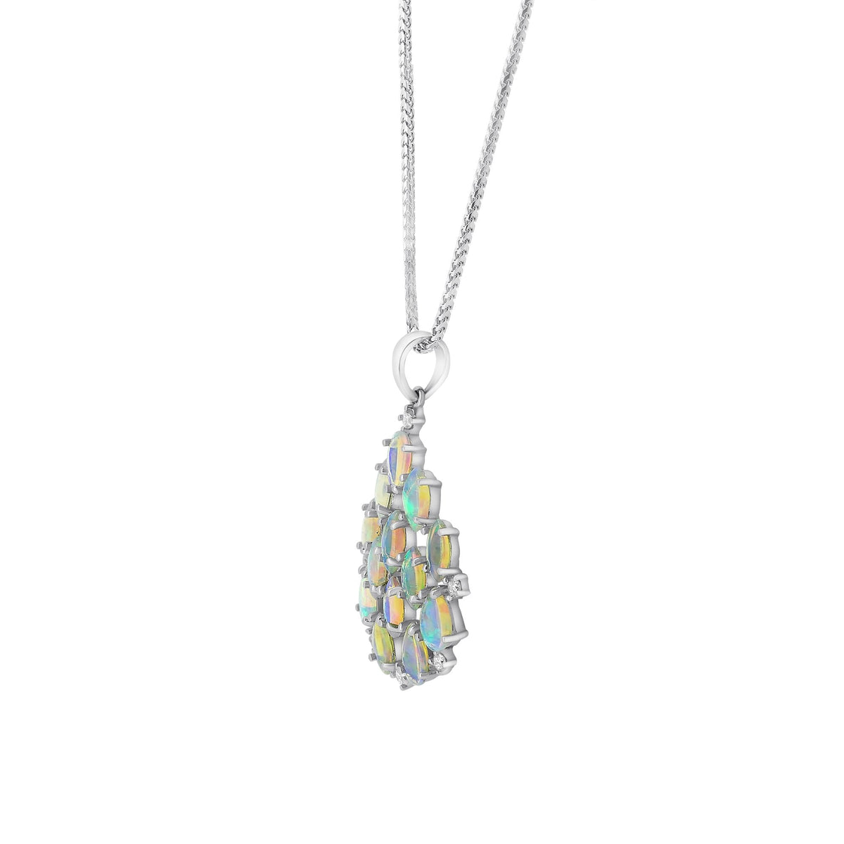 14ct white gold 1.80ct natural opal & 0.15ct diamond pendant