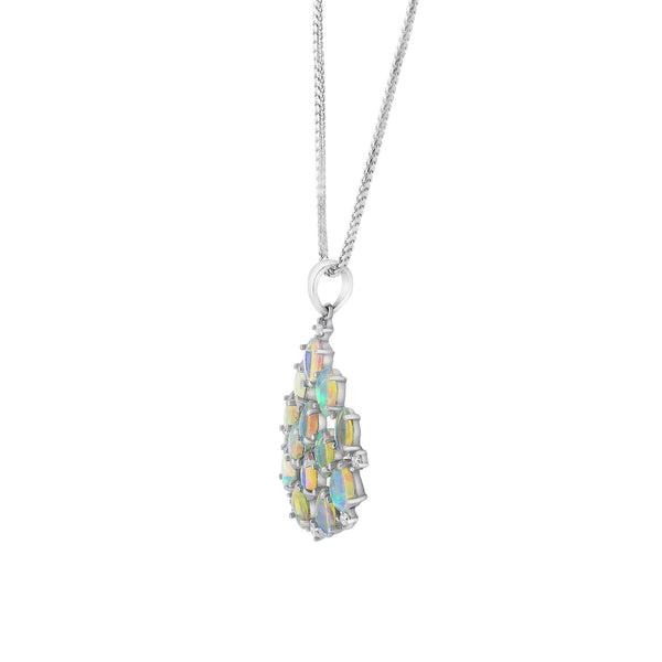 14ct white gold 1.80ct natural opal & 0.15ct diamond pendant