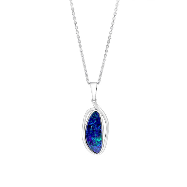 14ct white gold 2.18ct opal doublet pendant
