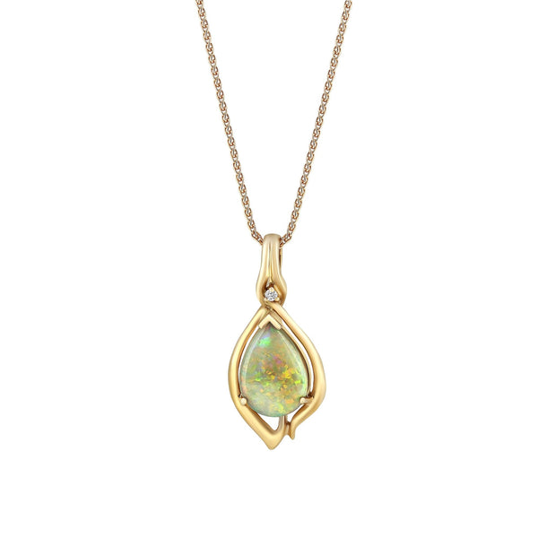 14ct rose gold 1.62ct natural opal & 0.02ct diamond pendant