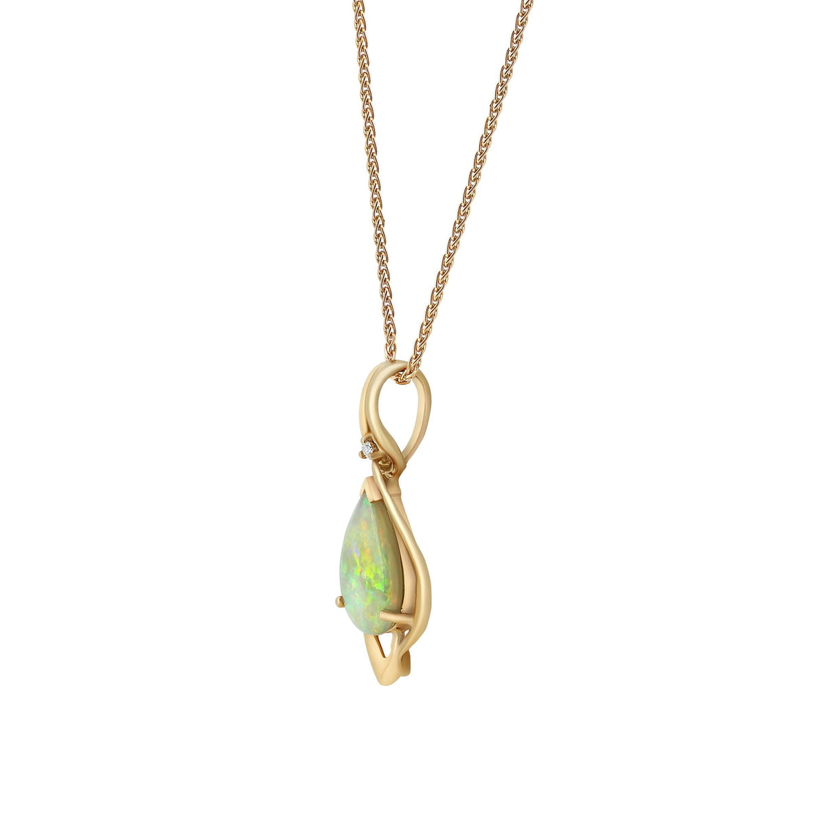 14ct rose gold 1.62ct natural opal & 0.02ct diamond pendant