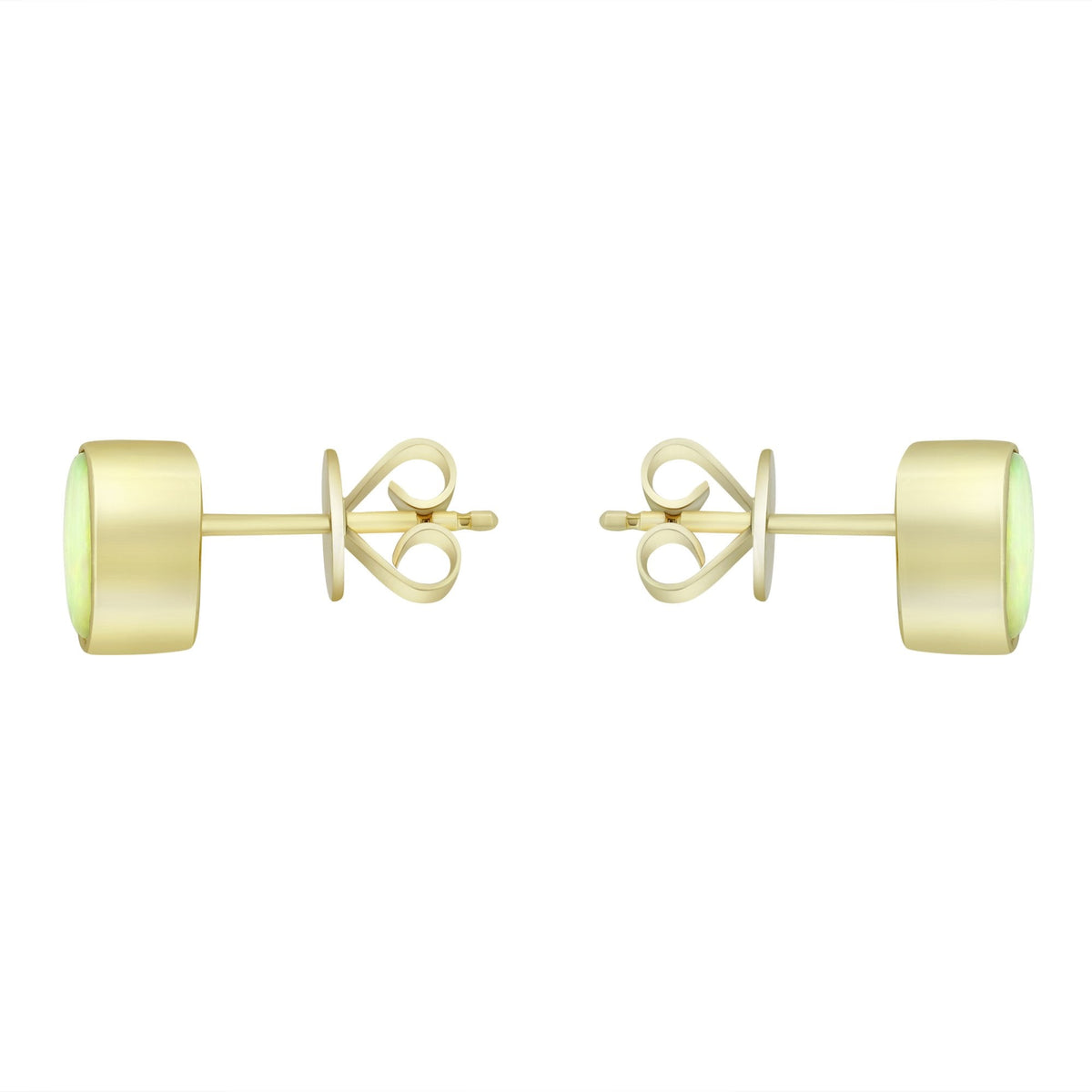 9ct yellow gold 7mm x 5mm oval opal stud earrings