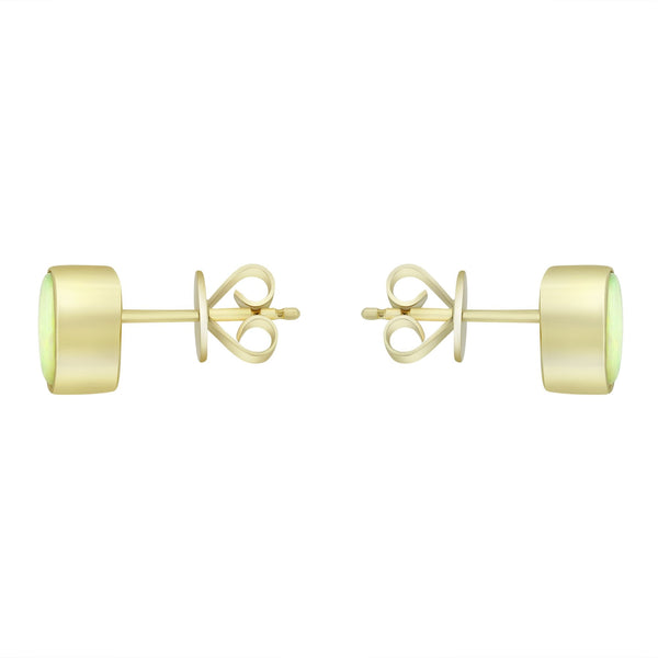 9ct yellow gold 7mm x 5mm oval opal stud earrings