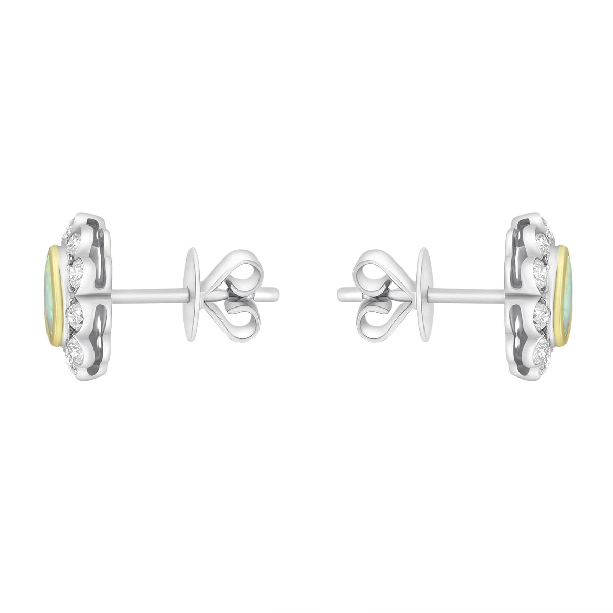 18ct white gold 0.40ct opal & 0.64ct diamond cluster earrings