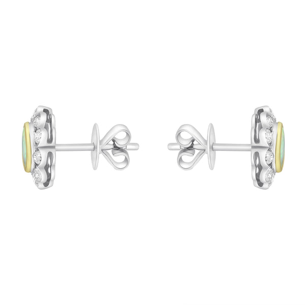 18ct white gold 0.40ct opal & 0.64ct diamond cluster earrings
