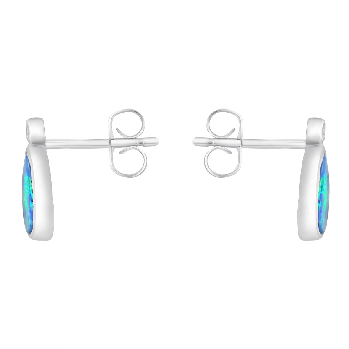 14ct white gold 0.99ct opal doublet & 0.03ct diamond earrings