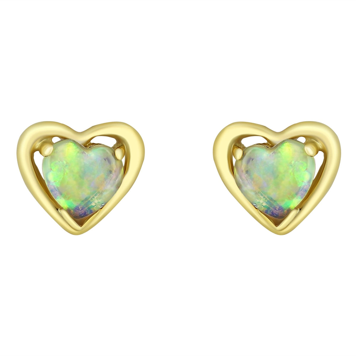 14ct yellow gold 0.49ct natural opal stud earrings