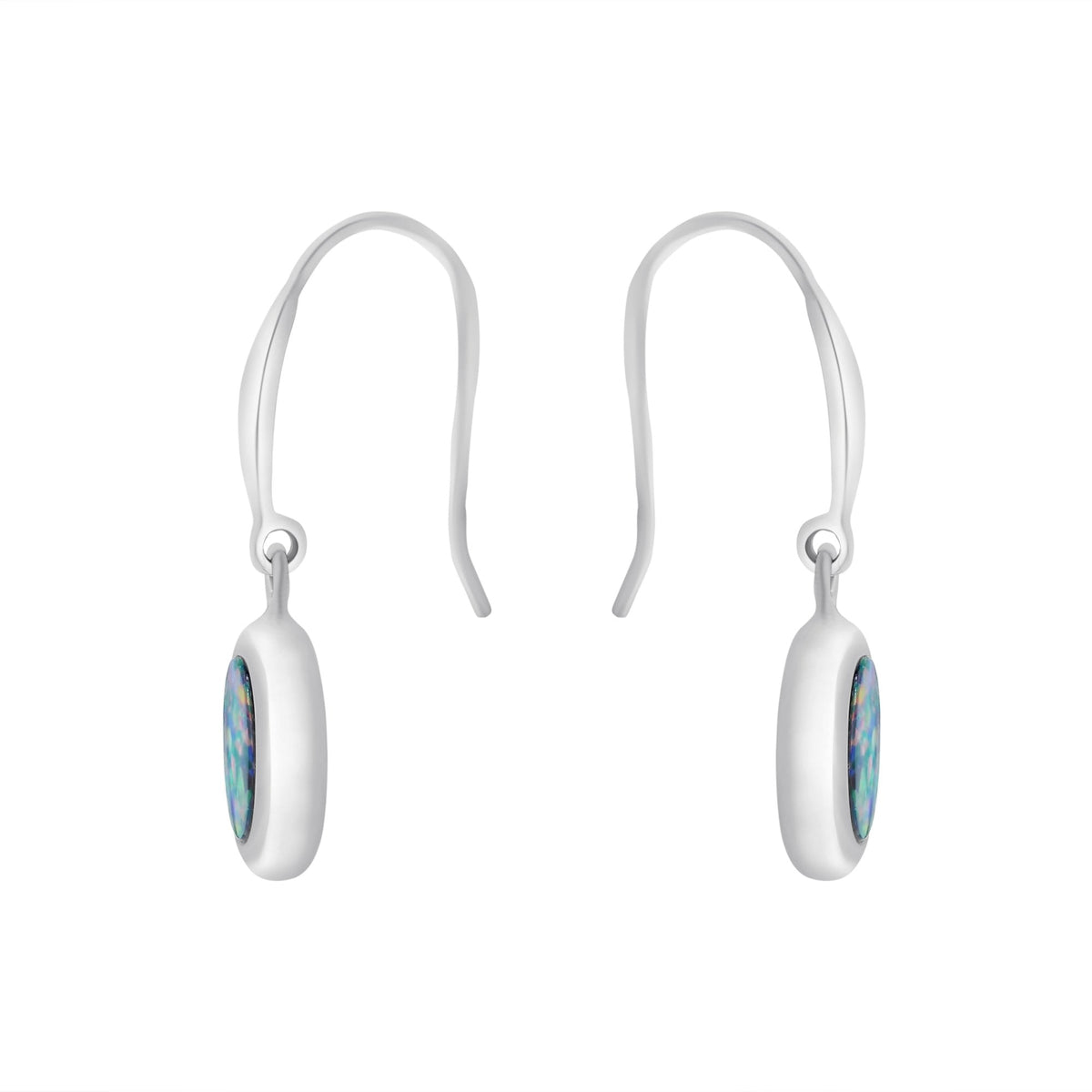 14ct white gold 0.62ct opal doublet hook earrings