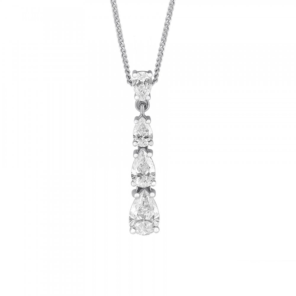 Platinum 1.60ct F VS1 GIA pear cut diamond drop pendant