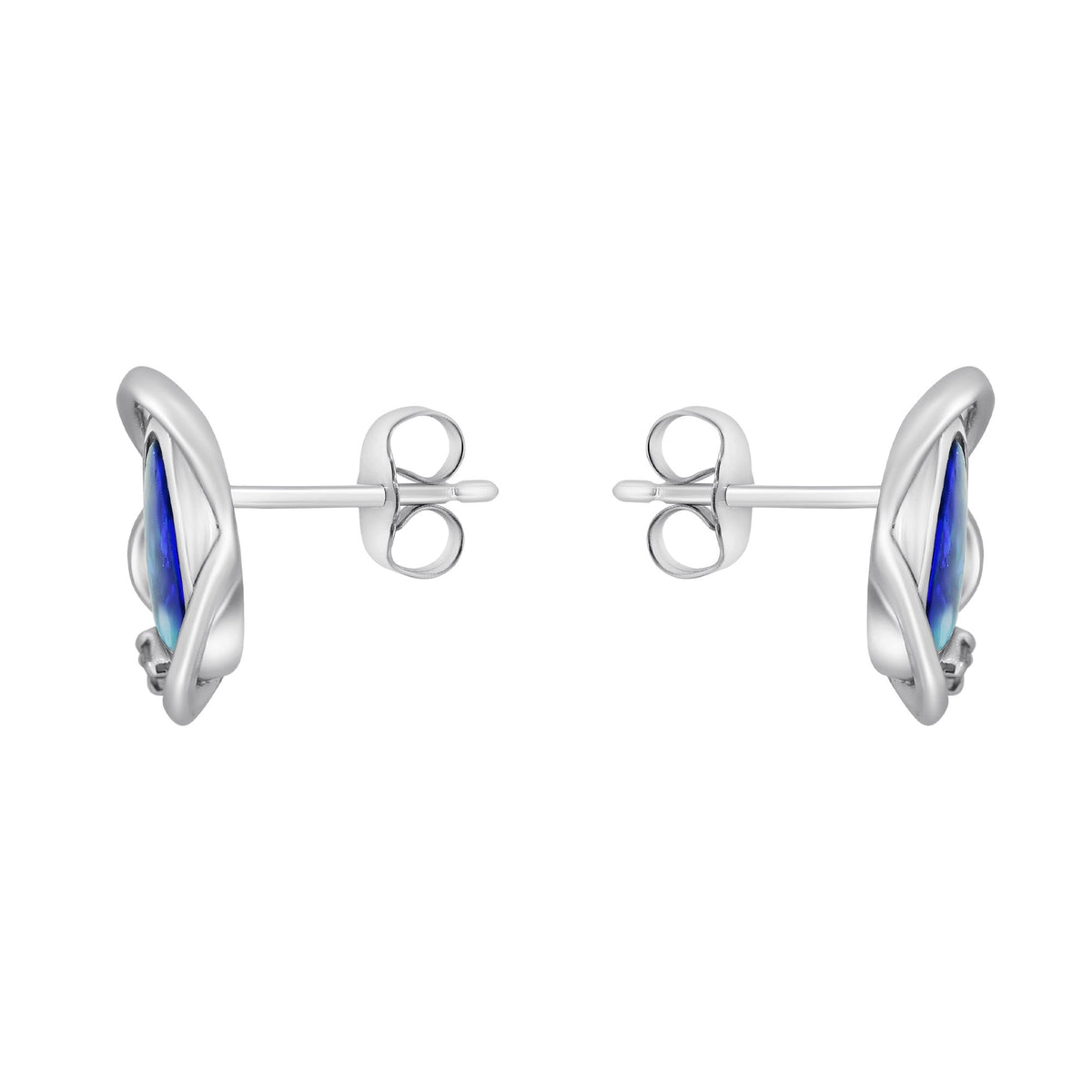 14ct white gold 1.66ct opal doublet & 0.03ct diamond earrings