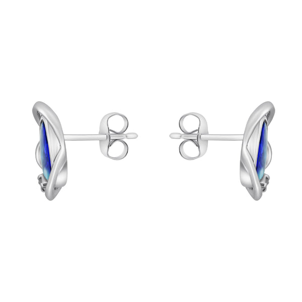 14ct white gold 1.66ct opal doublet & 0.03ct diamond earrings