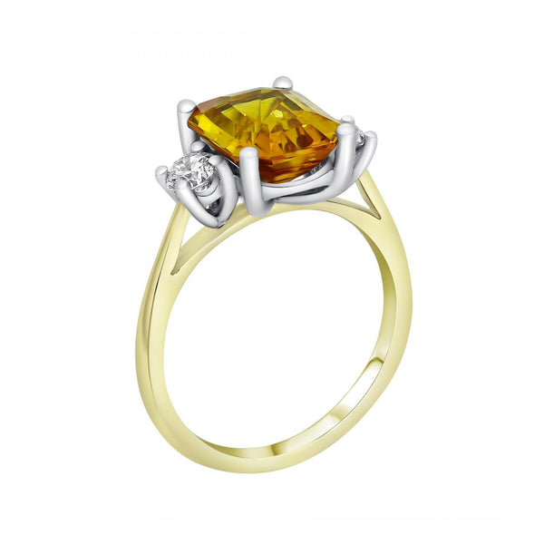 18ct yellow gold 4.04ct yellow sapphire & 0.38ct diamond ring